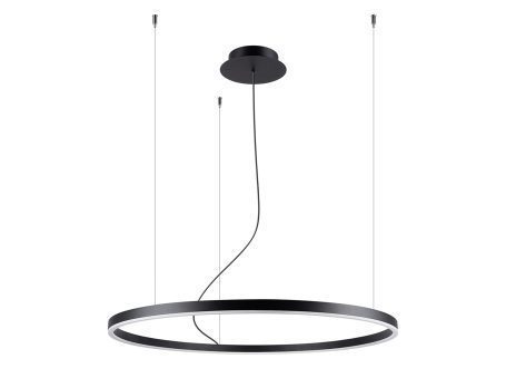 Lampa sufitowa LED z okrągłym ringiem i czarnym podsufitką