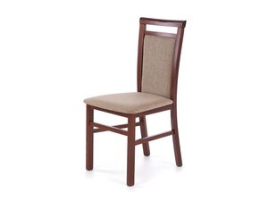Miniaturka 11 - Krzesło drewniane orzechowe z beżowym tapicerowanym oparciem