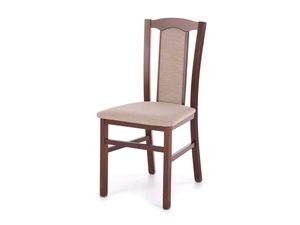 Miniaturka 6 - Krzesło drewniane orzechowe z beżowym tapicerowanym siedziskiem