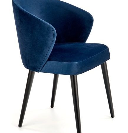 Krzesło tapicerowane welurowe niebieskie nóżka bukowa MONACO 5