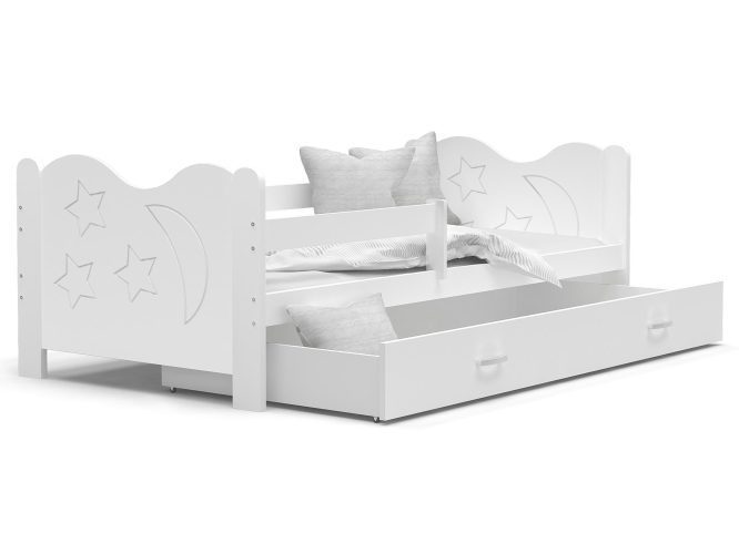 Łóżko dla dziecka ze wzorem białe BRICK