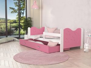 Miniaturka 15 - Łóżko dla dziecka ze wzorem różowo białe aranżacja pokoju BRICK