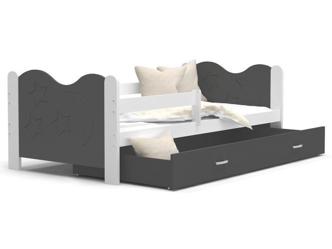 Łóżko dla dziecka ze wzorem biało szare BRICK