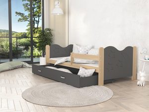 Miniaturka 19 - Łóżko dla dziecka ze wzorem szare sosnowe aranżacja pokoju BRICK