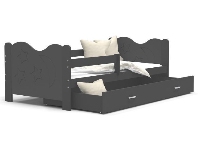 Łóżko dla dziecka ze wzorem szare BRICK