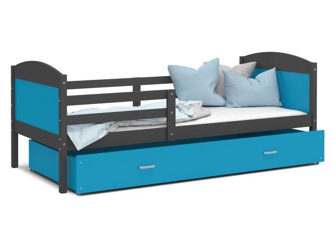 Łóżko dla dziecka niebiesko szare CAROL P