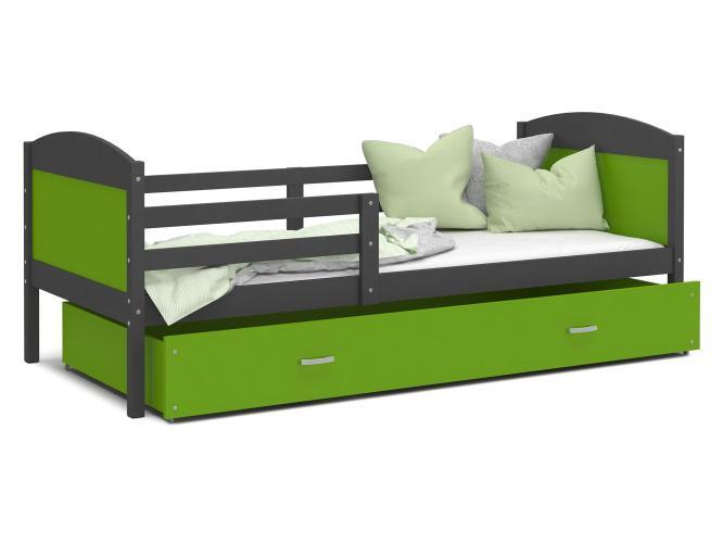 Łóżko dla dziecka zielono szare CAROL P