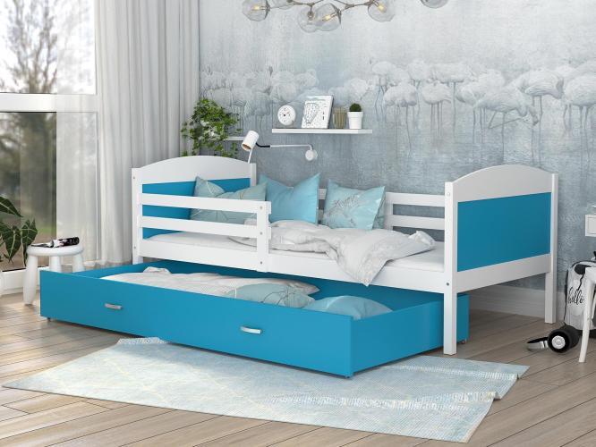 Łóżko dla dziecka niebieskie białe inspiracja CAROL P