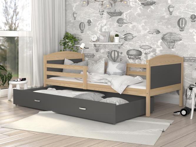 Łóżko dla dziecka szare sosna inspiracja CAROL P