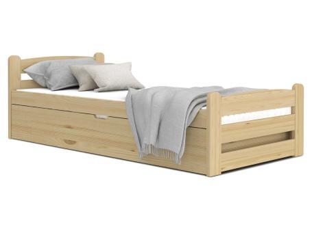 Sosnowe łóżko 90x200 podnoszony stelaż z materacem CORTEZ
