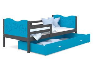 Miniaturka 18 - Łóżko dla dziecka wzór motylki niebiesko szare CUBI P