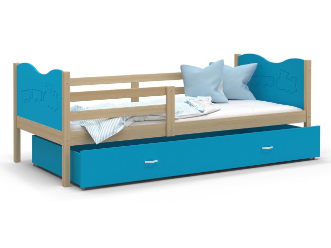 Łóżko dla dziecka wzór motylki niebieskie sosna CUBI P