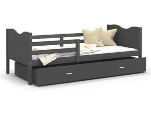 Miniaturka 20 - Łóżko dla dziecka wzór pociąg szare CUBI P