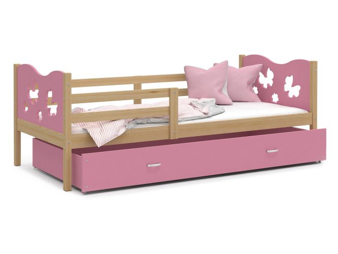 Łóżko dla dziecka wzór motylki różowe CUBI P