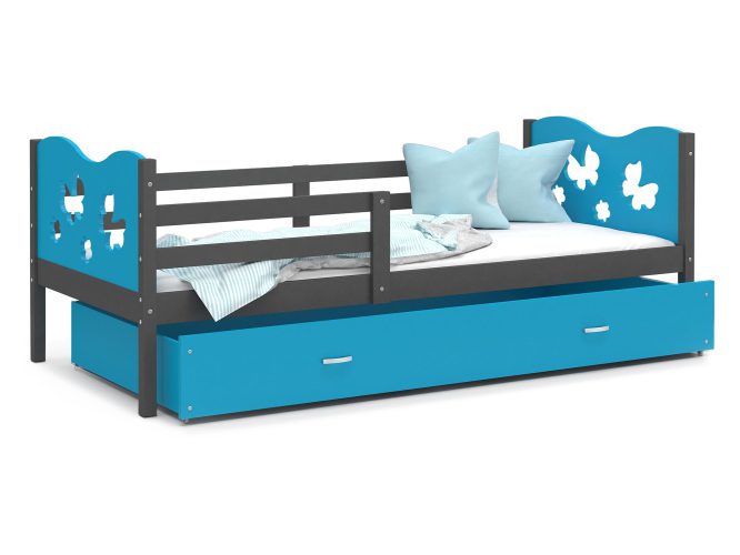 Łóżko dla dziecka wzór motylki niebieskie CUBI P