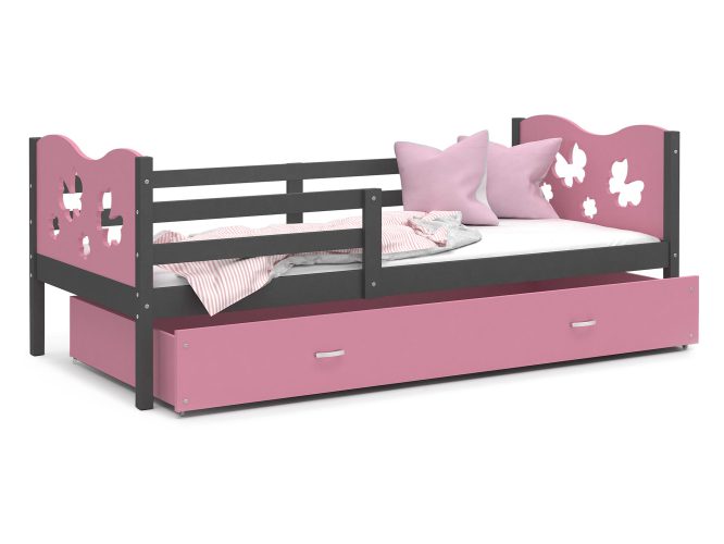 Łóżko dla dziecka wzór motylki róż CUBI P
