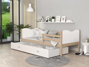 Miniaturka 25 - Łóżko dla dziecka wzór motylki biel sosna aranżacja CUBI P