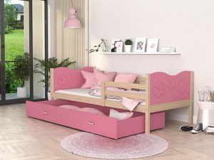 Miniaturka 26 - Łóżko dla dziecka wzór motylki róż sosna aranżacja CUBI P