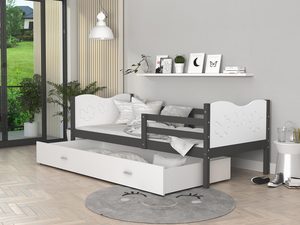 Miniaturka 27 - Łóżko dla dziecka wzór motylki biel szary aranżacja CUBI P