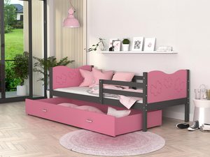 Miniaturka 29 - Łóżko dla dziecka wzór motylki róż szary aranżacja CUBI P