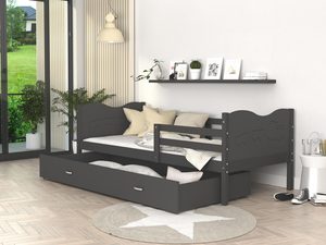 Miniaturka 32 - Łóżko dla dziecka wzór pociąg szary aranżacja CUBI P