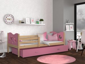 Miniaturka 33 - Łóżko dla dziecka wzór motylki sosna róż aranżacja CUBI P