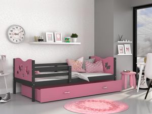 Miniaturka 34 - Łóżko dla dziecka wzór motylki szary róż aranżacja CUBI P