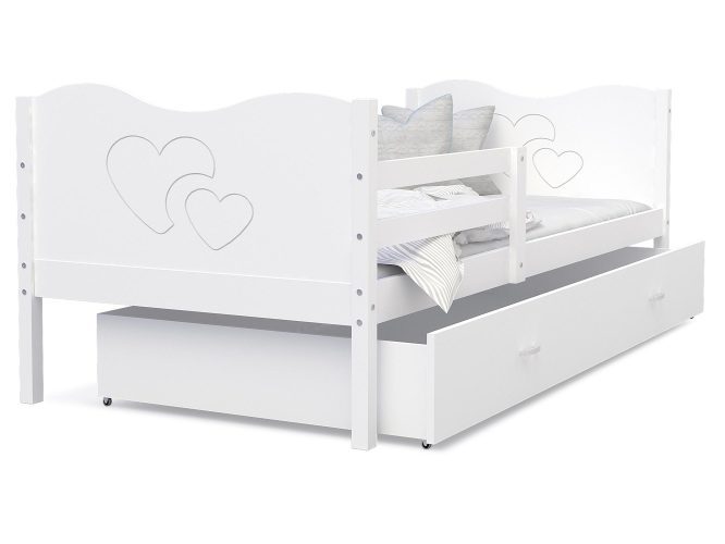Łóżko dla dziecka wzór serce białe CUBI P