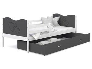 Miniaturka 3 - Łóżko dla dziecka wzór serce biało szare CUBI P