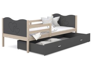 Miniaturka 5 - Łóżko dla dziecka wzór serce szare sosnowe CUBI P