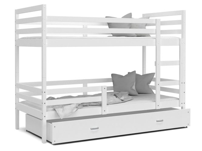Łóżko piętrowe trzyosobowe białe DAVIS