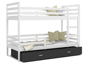 Miniaturka 4 - Łóżko piętrowe trzyosobowe biało szare DAVIS