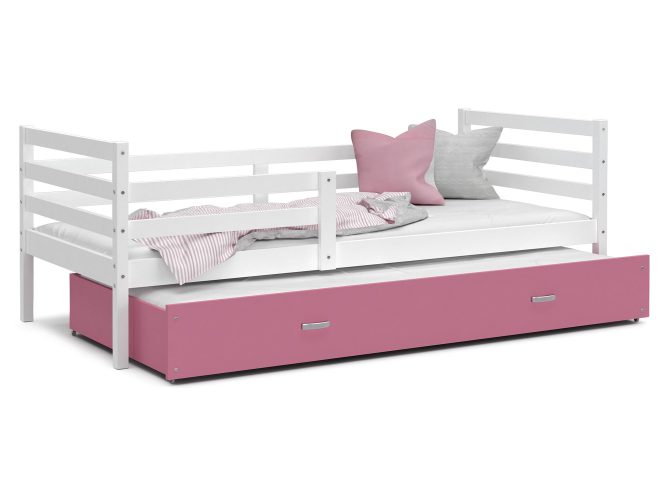 Drewniane łóżko dziecięce biało różowe ikonka DAVIS P2