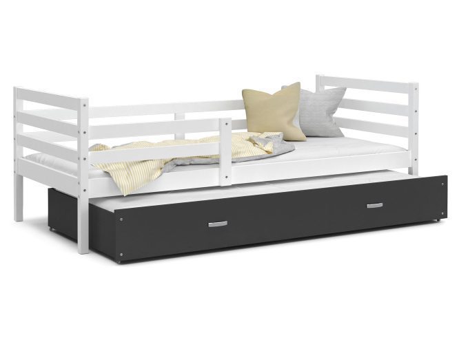 Drewniane łóżko dziecięce biało szare ikonka DAVIS P2
