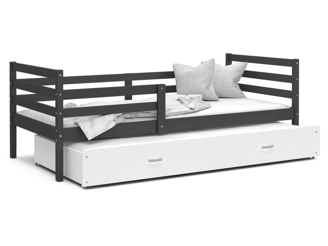 Drewniane łóżko dziecięce szaro białe ikonka DAVIS P2