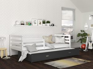 Miniaturka 15 - Drewniane łóżko dziecięce biało szare aranż DAVIS P2