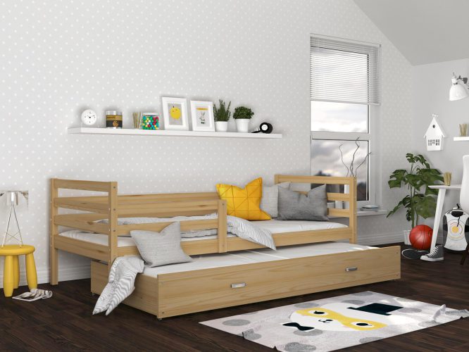 Drewniane łóżko dziecięce sosnowe aranż DAVIS P2