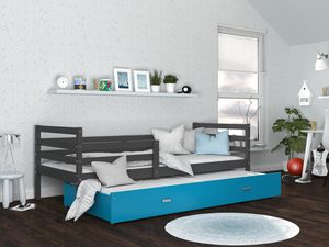 Miniaturka 19 - Drewniane łóżko dziecięce szaro niebieskie aranżacja DAVIS P2