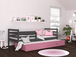 Miniaturka 20 - Drewniane łóżko dziecięce szaro różowe aranżacja DAVIS P2