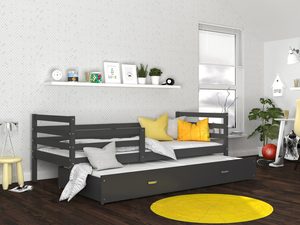 Miniaturka 21 - Drewniane łóżko dziecięce szare aranżacja DAVIS P2