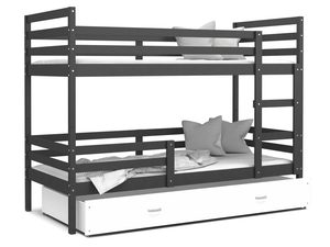 Miniaturka 9 - Łóżko piętrowe trzyosobowe szaro białe DAVIS