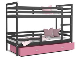 Miniaturka 2 - Łóżko piętrowe trzyosobowe szaro różówe DAVIS