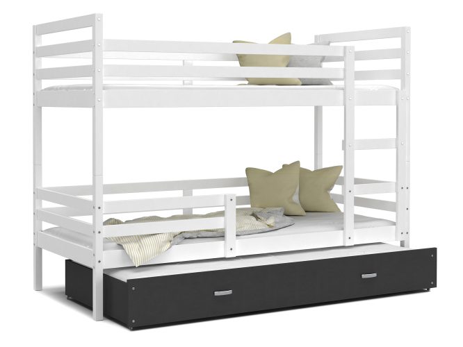 Łóżko dla dzieci piętrowe biało szare DAVIS 3