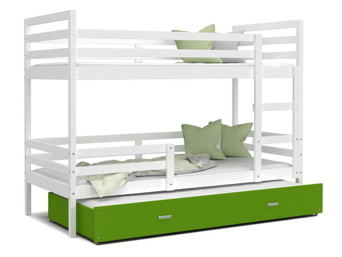 Łóżko dla dzieci piętrowe biało zielone DAVIS 3