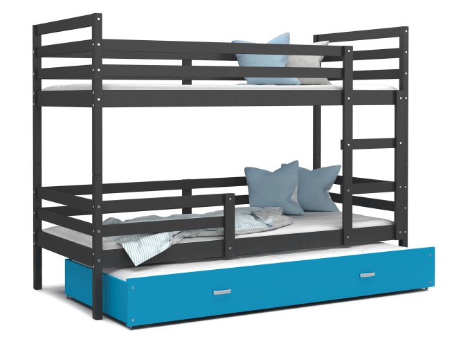 Łóżko dla dzieci piętrowe szaro niebieskie DAVIS 3