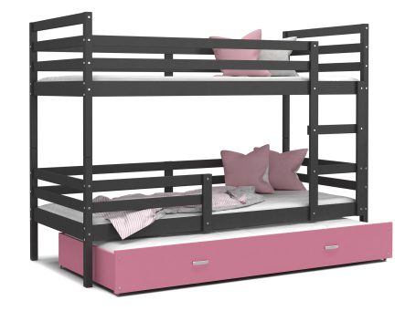 Łóżko dla dzieci piętrowe szaro różowe DAVIS 3