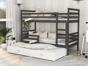 Miniaturka 13 - Łóżko dla dzieci piętrowe biało szare aranżacja DAVIS 3