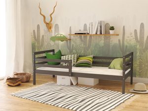 Miniaturka 9 - Łóżko do pokoju dziecięcego z barierką szare aranżacja DAVIS P