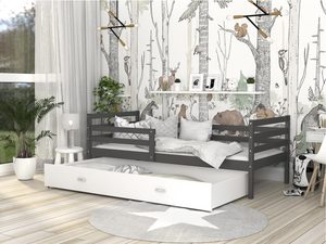 Miniaturka 14 - Łóżko do pokoju dziecięcego z barierką szaro białe DAVIS P