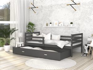 Miniaturka 18 - Łóżko do pokoju dziecięcego z barierką szare aranżacja DAVIS P